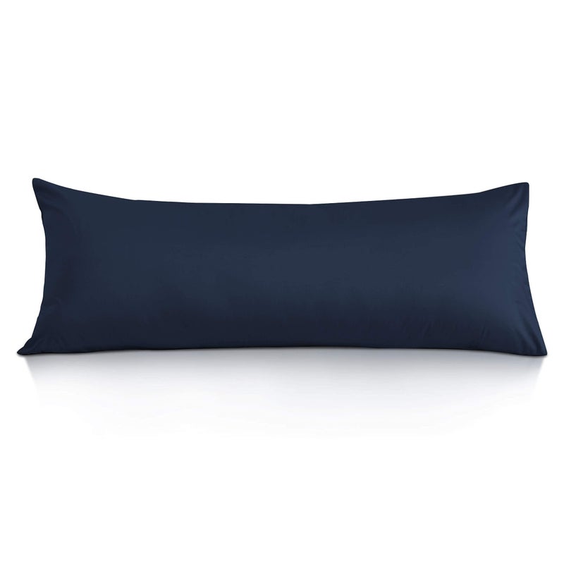 Leeden Body Pillow Cover, 100% Cotton, 800 Thread Count, Soft Breathable Long Pillow Case, Envelope Closure (Navy Blue,21"x 54") - Image 1